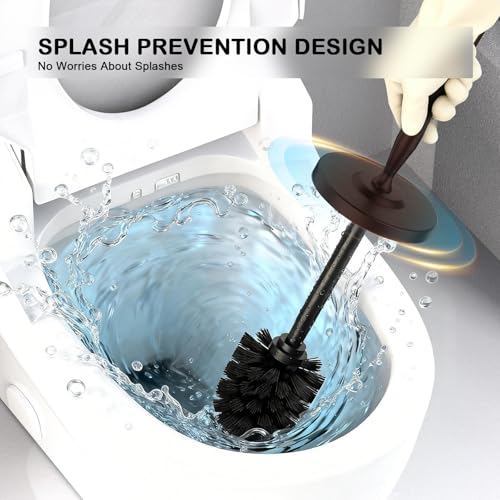 Stainless Steel Toilet Bowl Brush and Holder Set Scrubber Bronze Brown | Weighted Stable Base Removable Inner Tube Toilet Bowl Brush Splash-Proof Design for Deep Cleaning Space Saving Storage - color: Bronze