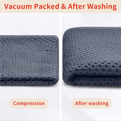 Homaxy 100% Cotton Waffle Weave Kitchen Towels, 15-Pack, Dark Grey | Ultra Soft Absorbent Dish Towels, Quick Drying Cleaning Towels, 13 x 28 Inches - color: Dark Grey, size: 13 x 28 - 15 Pack
