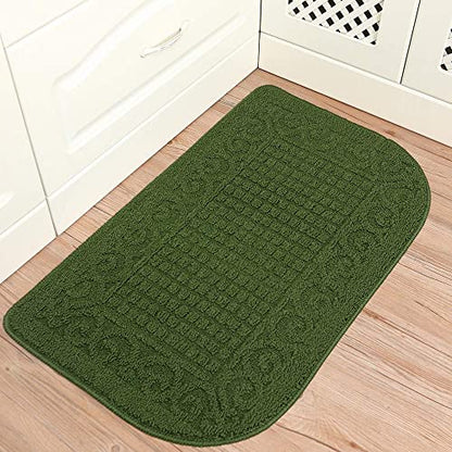 COSYHOMER 39x20 Half Round Kitchen Rug,Non Slip Washable Mat,Green 1PC | Polypropylene tufted textile,small half circle rug,kitchen sink mat,Kitchen floor mat - color: Green, size: 1'8" x 3'3" (Semicircular)