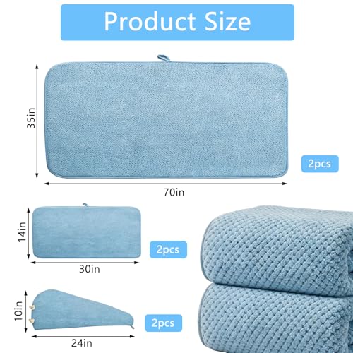 Extra Large Microfiber Bath Towels Set of 6 for Adults, 35″ x 70″, Soft and Super Absorbent, Quick Dry, No Fading and No Lint, Luxury Towel Set for Bathroom, Spa, Gym, Travel - Blue - color: Blue 6-pack