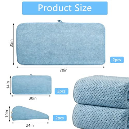 Extra Large Microfiber Bath Towels Set of 6 for Adults, 35″ x 70″, Soft and Super Absorbent, Quick Dry, No Fading and No Lint, Luxury Towel Set for Bathroom, Spa, Gym, Travel - Blue - color: Blue 6-pack