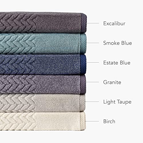 Texere 100% Organic Cotton Jacquard 650 GSM Premium Bath Towel Sets - Extra Absorbent Quick Dry and Plush, 2 Large Bath Towels, 2 Hand Towels, 2 Washcloths (Cable, Birch, 6 Piece) - color: Birch (Cable)