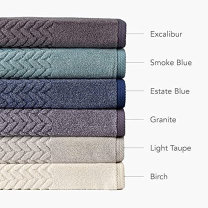 Texere 100% Organic Cotton Jacquard 650 GSM Premium Bath Towel Sets - Extra Absorbent Quick Dry and Plush, 2 Large Bath Towels, 2 Hand Towels, 2 Washcloths (Cable, Estate Blue, 6 Piece) - color: Estate Blue (Cable)