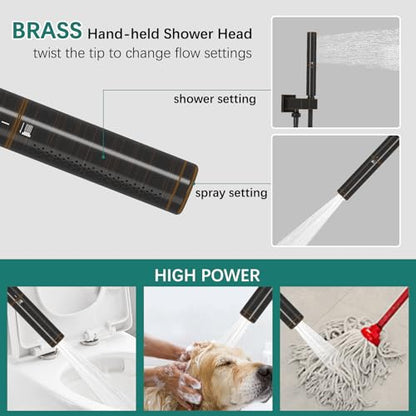 Hoimpro 12 Inch Rainfall Shower Faucet with 4 Full Body Shower Jet Fixtures Combo, Wall Mounted Shower System Set with Rain Mixer Shower Head and 2 in 1 Spray Handheld Showerhead, Oil Rubbed Bronze - color: Oil Rubbed Bronze