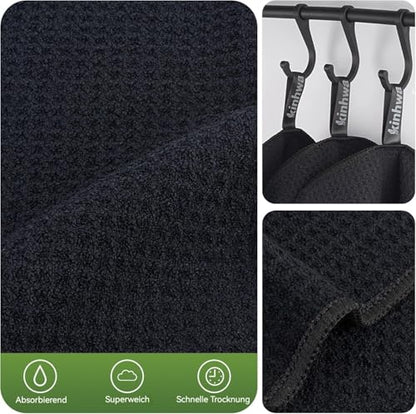 Waffle Microfiber Dish Cloths Black Kitchen Towels, Cleaning Cloth | Quick Dry Absorbent Dish Rags Dishcloths Barista Towels 8x8 Inch 10 Pack - color: Black, size: 8in x 8in 10 Pack