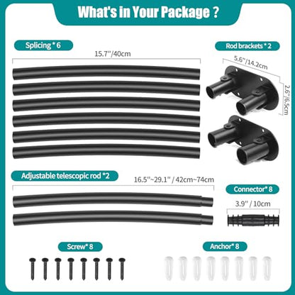 Double Curved Shower Curtain Rod 42 to 72 Inches Elegant Double Shower Curtain Rod Adjustable Wall Mounted Double Shower Curtain Pole for Bathroom (Black, 42 to 72") - color: Black 1, size: 42"-72"