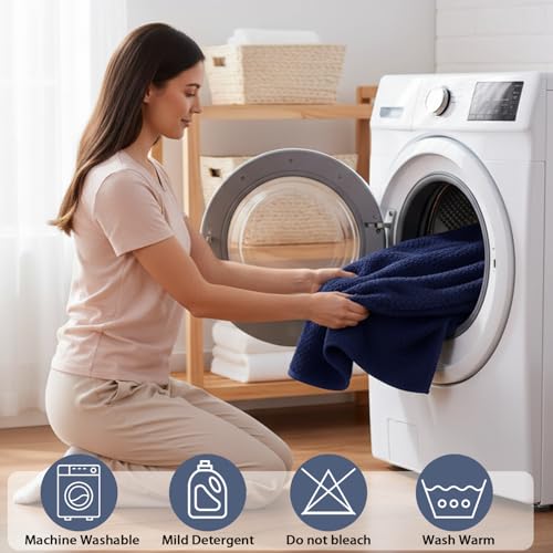 Bath Towel Set of 8,Large Bath Sheets 35"x70"-Navy Blue | Super Soft Microfiber, Lint Free & Quick Dry Towels for Bathroom,Gym,Hotel–2 Bath,2 Hair,2 Hand,2 Washcloths - color: Navy Blue, size: 8Piece Towel Set