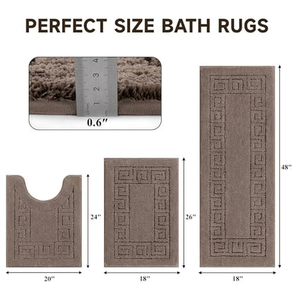 Pauwer Bathroom Rugs Sets 3 Piece, Plush Absorbent Bath Rug, Coffee | Microfiber Bath Mat Set, Non Slip Washable, Quick Dry Floor Carprt, Soft U Shaped Toilet Mats For Bathroom Shower Sink - color: Coffee