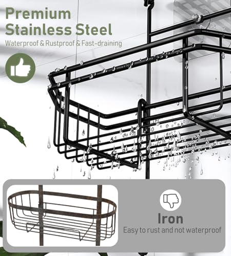 WXCGX Hanging Shower Caddy Over Shower Head Organizer: Stainless Rustproof Bathroom Storage Rack Basket with Soap Holder, Hooks - Large Capacity Bathroom Shelf for Shampoo, Conditioner