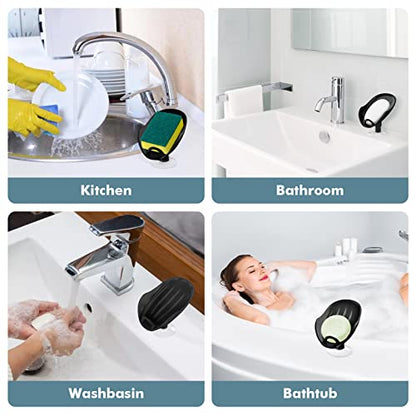 NPET Not Punched Self Draining Plastic Soap Dish Holder with Enlarged Suction Cup,Portable Soap Tray for Bathroom Shower, Kitchen Sink, Save Space and Soap (2, 2 Black) - color: 2 Black