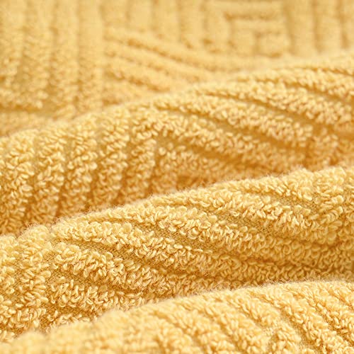 sense gnosis Yellow Hand Towels Set of 2 Striped Weave 100% Terry Cotton Towel Super Soft Highly Absorbent Face Towel for Bathroom 13" X 29" - color: Yellow