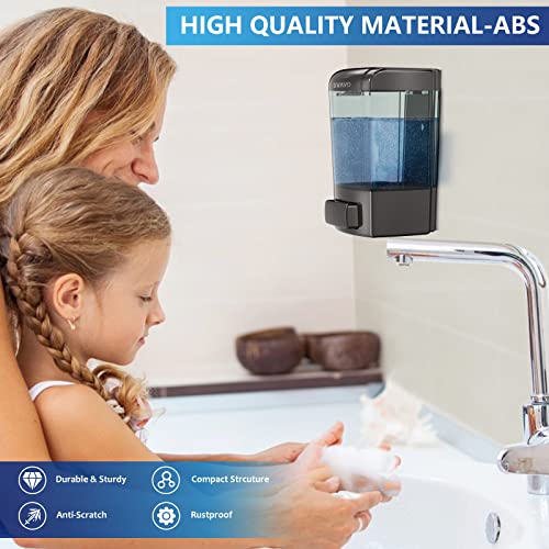 SVAVO Wall Mounted Soap Dispenser Kitchen Bathroom Manual Soap Dispenser Refillable Hand soap Dispenser for Liquid Contianers Shampoo Gel Chamber for Household Commerical 23.7oz (700ml) ABS - color: Dark Gun