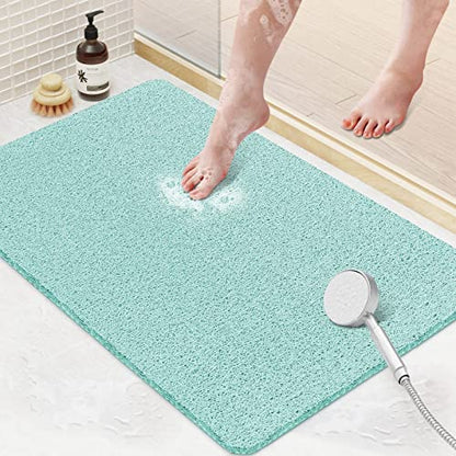 SoftDuo Shower Mat Bathtub Mat Non-Slip Soft Tub Mat | 24x16 inch,PVC Loofah Bath Mat with Drain for Tub and Bathroom,Quick Drying,Green - color: Green, size: 24" x 16" (Rectangular)