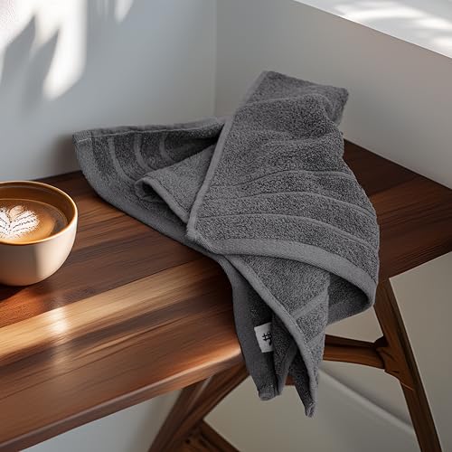 6 Piece Hand Towels Set 16 x 28 Inches, Dark Grey | 100% Cotton, Lighter Weight, Quick to Dry, 16 x 28 Inches, Super Soft & Absorbent, Perfect for Bathroom & Kitchen - color: Dark Grey