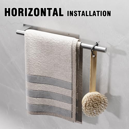 Hand Towel Holder, Adhesive or Drill Wall Mount, Brushed Nickel | 15 Inch Hand Towel Bar, 304 Stainless Steel, Rustproof, Stick on Towel Racks for Bathroom, Kitchen, RV - color: Brushed Nickel