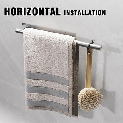 Hand Towel Holder, Adhesive or Drill Wall Mount, Brushed Nickel | 15 Inch Hand Towel Bar, 304 Stainless Steel, Rustproof, Stick on Towel Racks for Bathroom, Kitchen, RV - color: Brushed Nickel