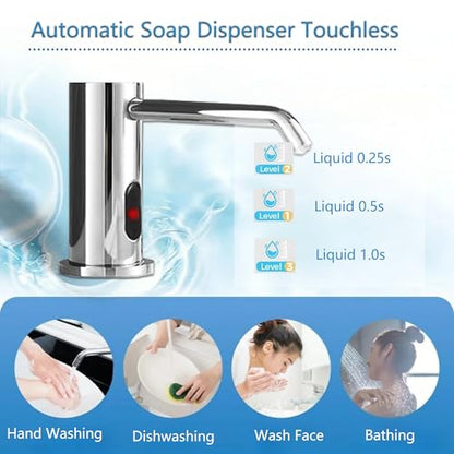 Automatic Soap Dispenser Touchless for Kitchen and Bathroom, Sink Built in Commercial Electric Soap Dispenser,Upgraded Infrared Sensors, with Bottle and Pump Electroplated 33.81oz/1000ml - size: Drip-Silvery