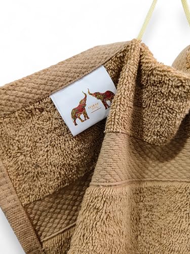 Mango Gifts 100% Cotton Hand Towels – Soft Terry Cotton with High Absorbency, Quick Dry, Lightweight and Durable, Machine Washable Towels for Bathroom, Gym and Spa, 16 x 28 Inch, Set of 2, Beige - color: Beige