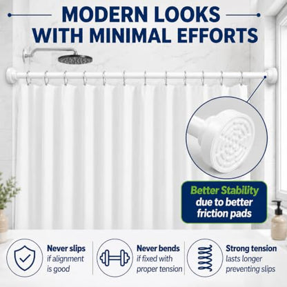 Adjustable Shower Curtain Rod - Rust Free Shower Rods 26x78 Inches | No Drill Curtain Rod with Spring, Versatile & Heavy Duty Tension Rod for Home, Kitchen, Bedroom, Closet & Showers - color: White