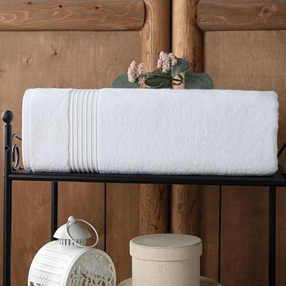 Milara Plush Turkish Cotton Bath Sheet, White, 700 GSM, 35x70 in | Oversized 35x70in, 700 GSM Turkish Combed Cotton, Air-Spun for a Plush Feel, OEKO-TEX® Standard 100 Certified - color: White, size: Bath Sheet (1 Pcs) - 35" x 70"