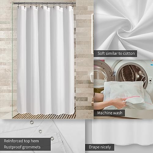 ALYVIA SPRING 60x72 Stall Waterproof Fabric Shower Curtain or Liner White | 2 Magnets, Soft Cloth & Hotel Quality, Machine Washable, Light-Weight, Stall Size - color: White, size: 60"W x 72"L (Pack of 1)