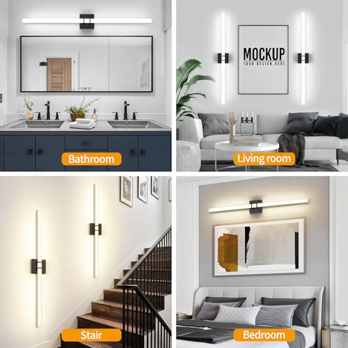 Modern Black Vanity Light Bar 40 Inch, 30W 5CCT Dimmable Bathroom Light Fixtures LED Wall Lighting Fixture - color: Black, size: 40 inch