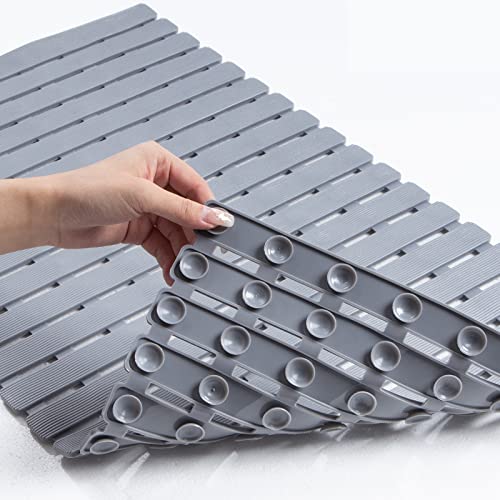 Bathtub Mat Non Slip - Sheepping Shower Mat Machine Washable Anti Slip Bath Mat for Tub, Quick Drain Tub Mat with Suction Cups for Bathroom - color: Grey