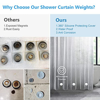 VANZAVANZU 3 Pairs Shower Curtain Weights, Silicone Wrapped Magnets, Heavy Duty Magnets Prevent Curtain Liner from Blowing, Rust-Free, White - color: White, size: 1.2"W x 1.2"L (Pack of 3)