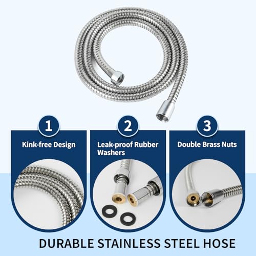 6-Mode Shower Head with Handheld, High Pressure Hand held Shower Head | 3.94 Inch Chrome Handheld Spray with 59 Inch Stainless Steel Hose and Adjustable Showerhead Holder, Tool-free Installation - color: Chrome-3.94 Inch
