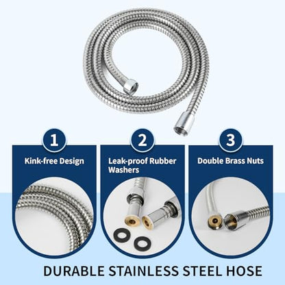 6-Mode Shower Head with Handheld, High Pressure Hand held Shower Head | 3.94 Inch Chrome Handheld Spray with 59 Inch Stainless Steel Hose and Adjustable Showerhead Holder, Tool-free Installation - color: Chrome-3.94 Inch