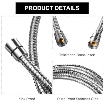 4 Pcs 79 Inches Extra Long Flexible Shower Hose Bulk Replacement Stainless Steel Handheld Shower Head Durable Wand Hose with Brass Insert and Nut for Bathtub Hotel Bathroom