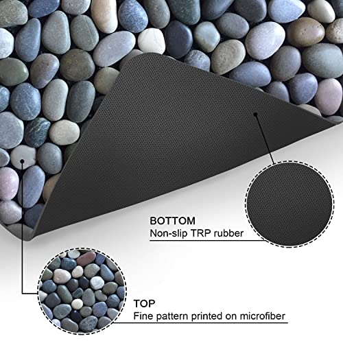 Cobble Pebble Stone Bath Mat Non Slip Washable Bathroom Rugs for Shower Room Bathtub 16"x24"