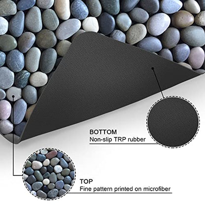 Cobble Pebble Stone Bath Mat Non Slip Washable Bathroom Rugs for Shower Room Bathtub 16"x24"