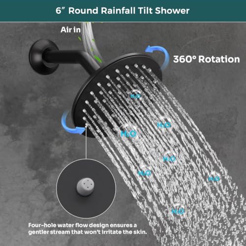Luxury Dual Heads Digital LED Rain Shower System with Light Remote | Matte Black Temperature Display Shower Faucet: 16x26" LED Rainfall Shower, 6" Wall Mount Shower, Dual Function Handheld - color: Matte Black, style: 16x26"+6"
