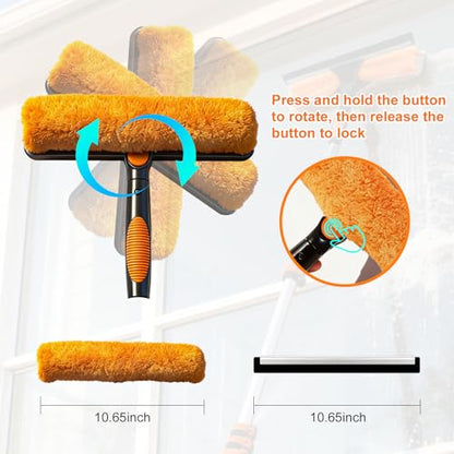 26FT Window Cleaning Kit, 2-in-1 Squeegee with 5-20FT Telescoping Pole & Flip-Lock & Screw Dual Locking, Professional Long Handle Washing Tool for High Windows - size: 5-20FT