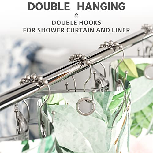Shower Curtain Hooks Brushed Nickel Shower Curtain Rings Rust Proof, Bathway Balanced Smooth Glide Double Shower Curtain Hooks, Sturdy Shower Hooks for Shower Curtain 12 Pcs Shower Rod Hooks - color: Nickel