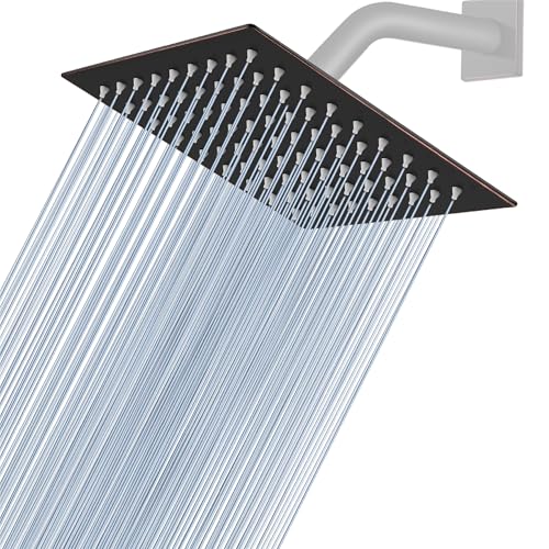 Midanya Square Rain Shower Head,High Pressure,Oil Rubbed Bronze 6 Inch | 360°Swivel,Ceiling or Wall Mount,Waterfall Full Body Coverage,Bathroom Remodel,Stainless Steel Large Rainfall Shower Head - color: Bronze, size: 6 Inch