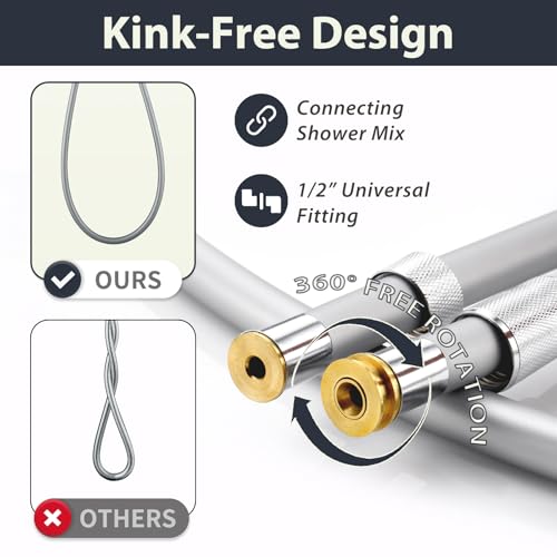 69 Inches Silicone Shower Head Hose Extra Long Silver | Explosion Proof Anti Winding Showerhead Hose,Used In Showerhead,Rv,Spray Bidet,Bathtub,Flexible Shower Hose Replacement - color: Silver, size: 69 In
