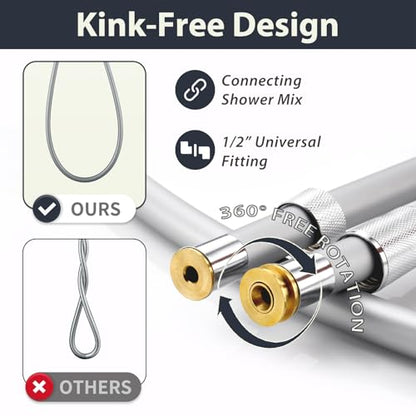69 Inches Silicone Shower Head Hose Extra Long Silver | Explosion Proof Anti Winding Showerhead Hose,Used In Showerhead,Rv,Spray Bidet,Bathtub,Flexible Shower Hose Replacement - color: Silver, size: 69 In