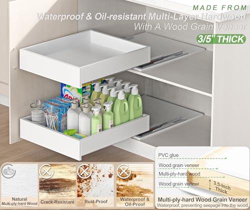 MyLifeUNIT Wood Pull Out Drawer for Cabinet Pre-Assembled, 18" W x 21" D | Soft Close, Full Extension Pull-Out Cabinet Organizer Shelf, Slide Out Drawer for Kitchen Cabinet, Easy Bottom Installation - size: 18"W x 21"D x 4.3"H