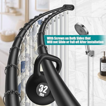 Double Curved Shower Curtain Rod 42 to 72 Inches Elegant Double Shower Curtain Rod Adjustable Wall Mounted Double Shower Curtain Pole for Bathroom (Black, 42 to 72") - color: Black 1, size: 42"-72"
