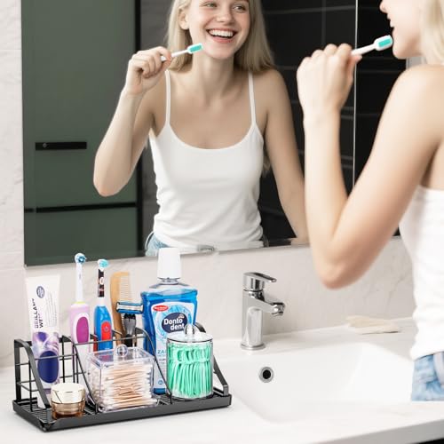Bathroom Toothbrush Holder Set with 2 Pack Qtip Holder Dispenser, Stainless Steel - size: with 2PCS Qtip Holder