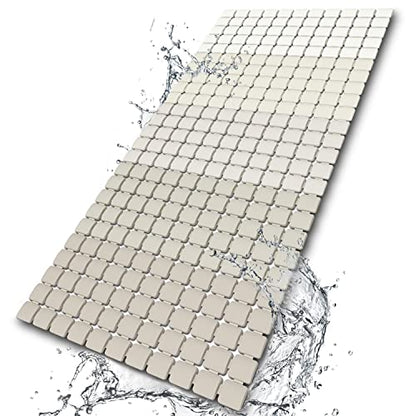BEMISO Shower Mat Non Slip Bathtub Mat 33.4 x 15.7 Inch Large Size | Suction Cups,Drain Holes,Easy Dry,Easy to Cut - color: Gradient Beige, size: 33.4 x 15.7 inches