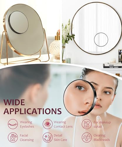 Magnifying Mirror 20X&30X&40X 3Packs with Tweezer and Suction Cups Set, 3.5 Inches Compact Travel Magnified Mirror-Black - color: Black