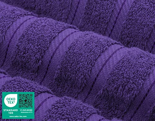 American Soft Linen 100% Cotton Luxury Turkish Towels, 6 Piece Towel Set | Soft Absorbent Quick Dry OEKO Tex Standard 100 Certificated Durable Machine Washable Premium Hotel Quality - color: Violet Purple
