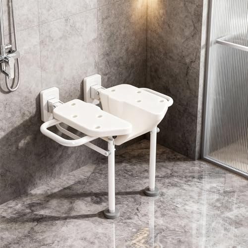 Wall Mounted Folding Shower Seat with U-Shaped | 330lbs Heavy Duty Support, Bathroom Safety Stool, For Elderly, Adults, Pregnant Women & Disabled