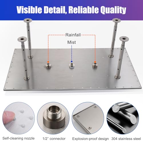 2-Functions Luxury High Pressure Rain Shower Head, 16"x32" Large Ceiling Full Body Shower Head with Silicone Nozzles Rectangle Mist Showerhead, Brushed Nickel Finish - color: Brushed Nickel, style: 2 Modes - Rainfall&Mist