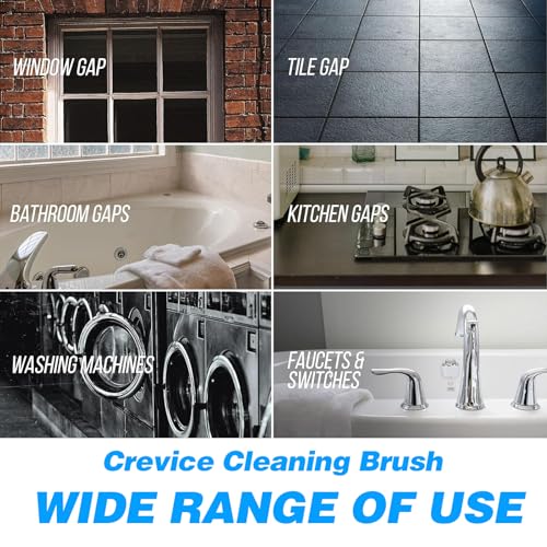 Crevice Cleaning Brush 9-Pack - Heavy Duty Hard Bristle Gap Brush for Deep Cleaning - Ultra-Thin Window Track Cleaning Tool for Shower Grout