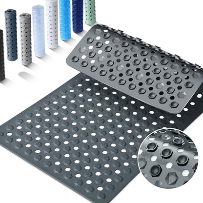 Yimobra Bathtub Mat Non Slip, 34.5"X15.5" Long Shower Mat for Inside Shower, Machine Washable Bath Mat with Drain Holes & Strong Suction Cups, Soft on Feet, Bathroom Essentials, Dark Grey - color: Dark Grey, size: 34.5 X 15.5 Inch