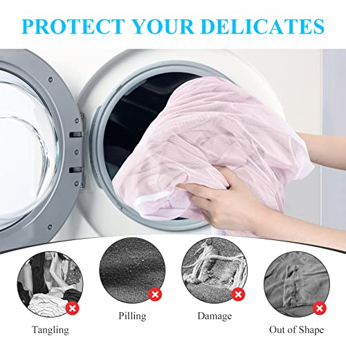 OTraki 20x24 Inch Laundry Bags Mesh Wash Bags 2 Pack Delicates Bag Lingerie Socks Sweater Washing Machine Mesh Laundry Bags for Travel Camping Don't Drying, Melting 140-176℉, White | Lingerie Socks Sweater Washing Machine Mesh Laundry Bags for Travel Camp